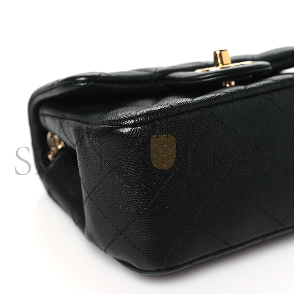 Ch*el master classic flap mini square fat black (17*13.5*8cm)